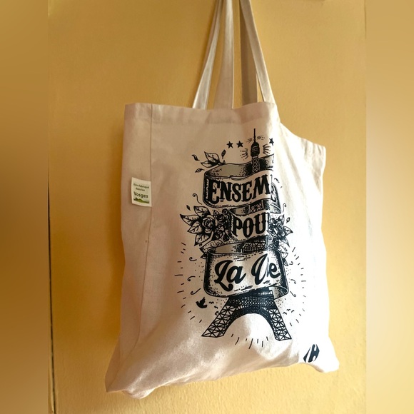 Paris NWT tote bag canvas new shopping “Ensemble pour La Vie” Eifel tower - Picture 3 of 11